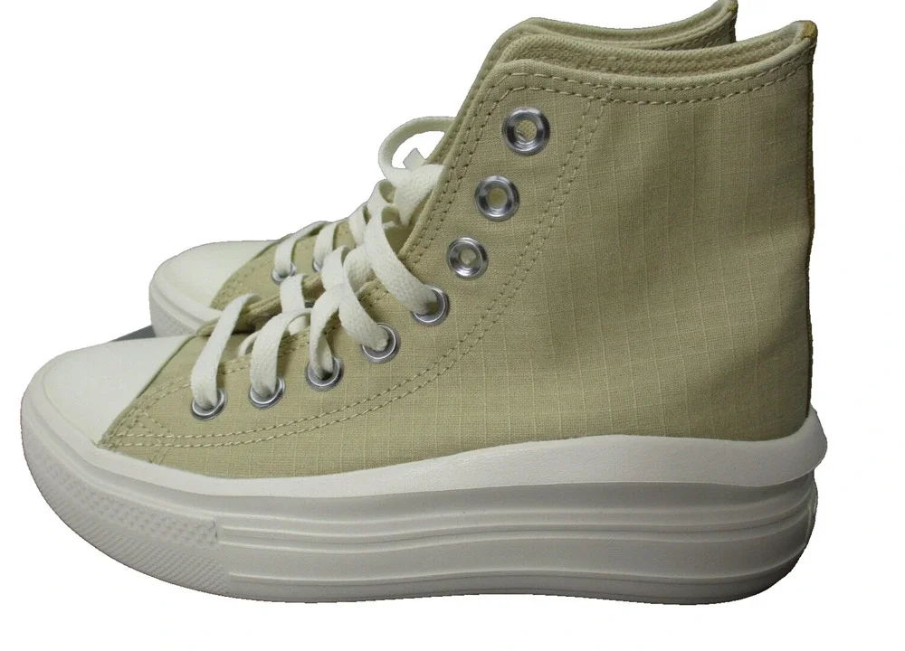 Converse Womens Sz 6 Chuck Taylor All Star Move Hi Platform Beige Combs Shoes